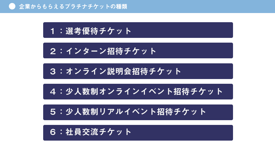 選考優待オファー「プラチナチケット」がもらえる！