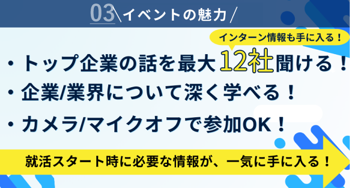 1日で最大12社のインターン情報が手に入る！