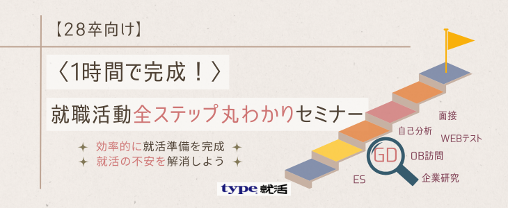 1時間で完成！就職活動全ステップ丸わかりセミナー【28卒/オンライン】
